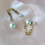 Large Pearl Jacket Earrings With Chain | Style No. 198