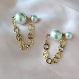 Large Pearl Jacket Earrings With Chain | Style No. 198