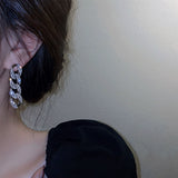 Silver Chain Earrings With Rhinestones | Style No. 142