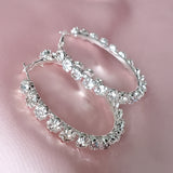 Silver Rhinestone Hoop Earrings | Style No. 116