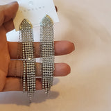 Silver Rhinestone Tassel Earrings | Style No. 150