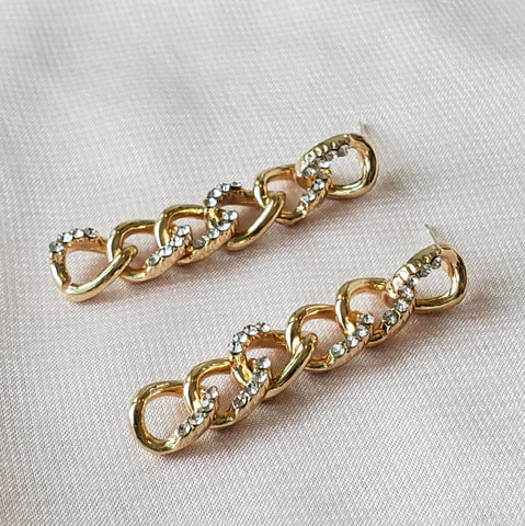 Gold Chain Earrings With Rhinestones | Style No. 148