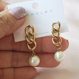 Gold Chain Earrings Dangle With Pearl | Style No. 157