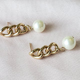 Gold Chain Earrings Dangle With Pearl | Style No. 157