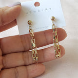 Gold Rectanglar Chain Earrings | Style No. 160