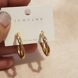 Gold Hoop Earrings With Braided Pattern | Style No. 131