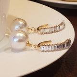 White Pearl Earrings With Rhinestones | Style No. 162