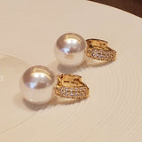 White Pearl Earrings With Rhinestones | Style No. 166