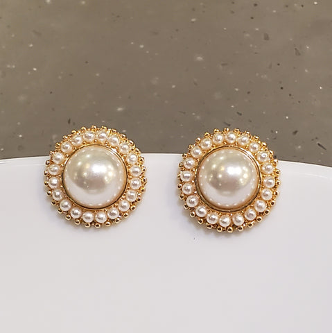 Antique White Pearl Stud Earrings | Style No. 144