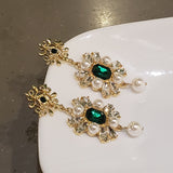 Antique Earrings With Emerald Crystals | Style No. 143
