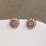 Small Antique Stud Earrings with Moon Stone | Style No. 134