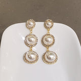 Long White Pearl Earrings With Rhinestones | Style No. 167