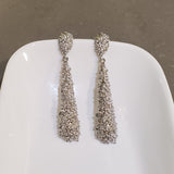 Sparkly Long Silver Earrings | Style No. 192
