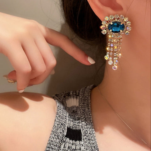 Antique Earrings With Blue Crystals | Style No. 215