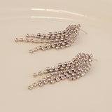 Silver Rhinestone Tassel Earrings | Style No. 225