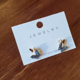 Butterfly Stud Earrings With Blue Sparkles | Style No. 235