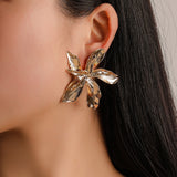 Large Flower Gold Stud Earrings | Style No. 176