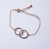 Rose Gold Bracelet with Interlocked Rings, Made of Rose Gold Plated