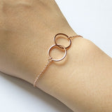 Rose Gold Bracelet with Interlocked Rings, Made of Rose Gold Plated