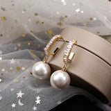 White Pearl Earrings With Rhinestones | Style No. 162