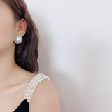 Large White Pearl Stud Earrings With Sparkles | Style No. 188